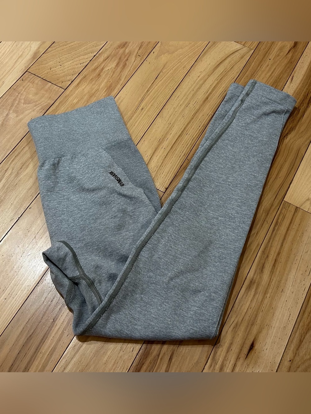 Gymshark Grey with Black Back Logo Leggings Pants - Women’s Size Small Athletic